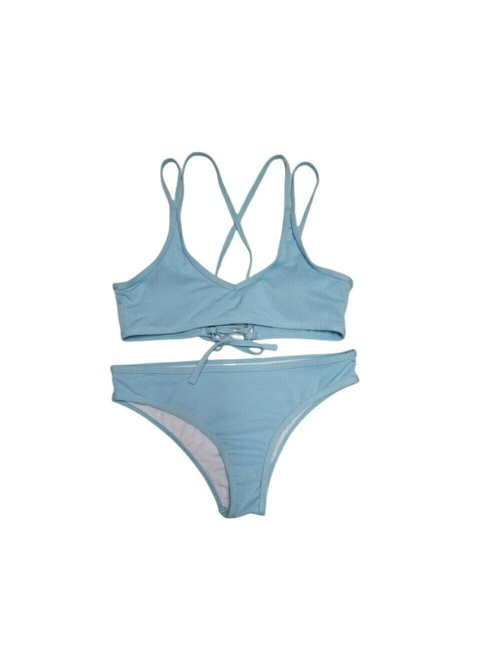 2 piece swimsuit bikini set Light Blue Size Medium